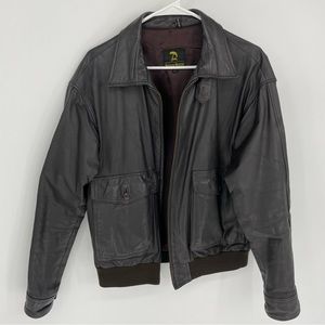 Vintage Neiman Marcus Bomber Jacket Genuine Leather Coat Dark Brown